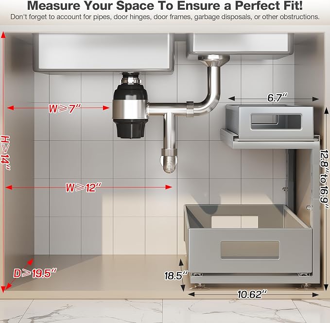 2 Pack 18.5IN-Depth Under Sink Organizer - Image 2