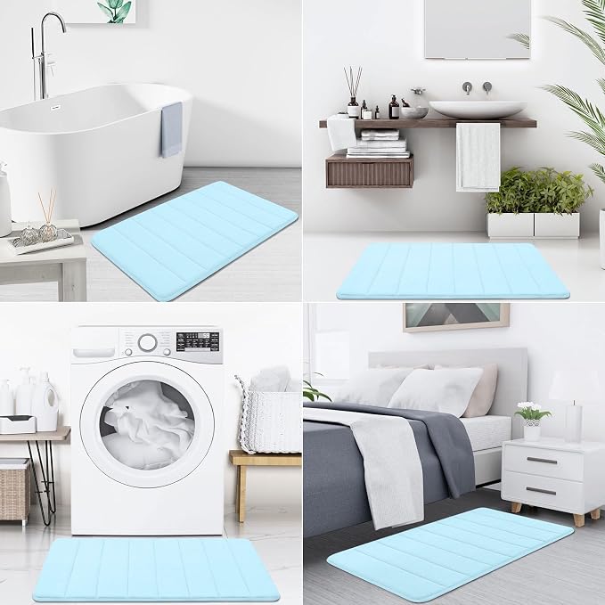 Buganda Memory Foam Bath Mat, Ultra Soft and Non-Slip Bathroom Rugs, Water - Image 7