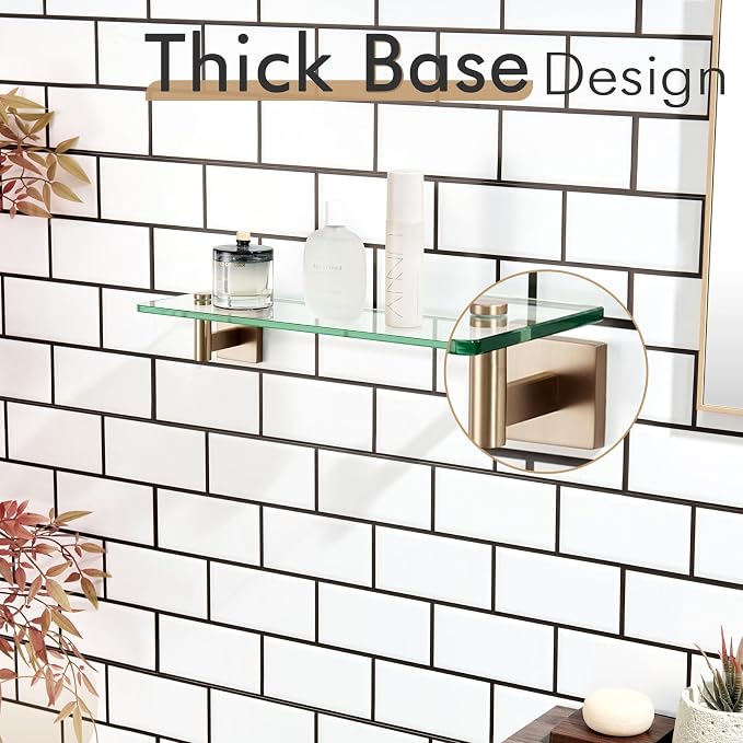 KOKOSIRI Wall Shelves Bathroom Hardware Glass Floating Shelf Small Hanging Rack - Image 9
