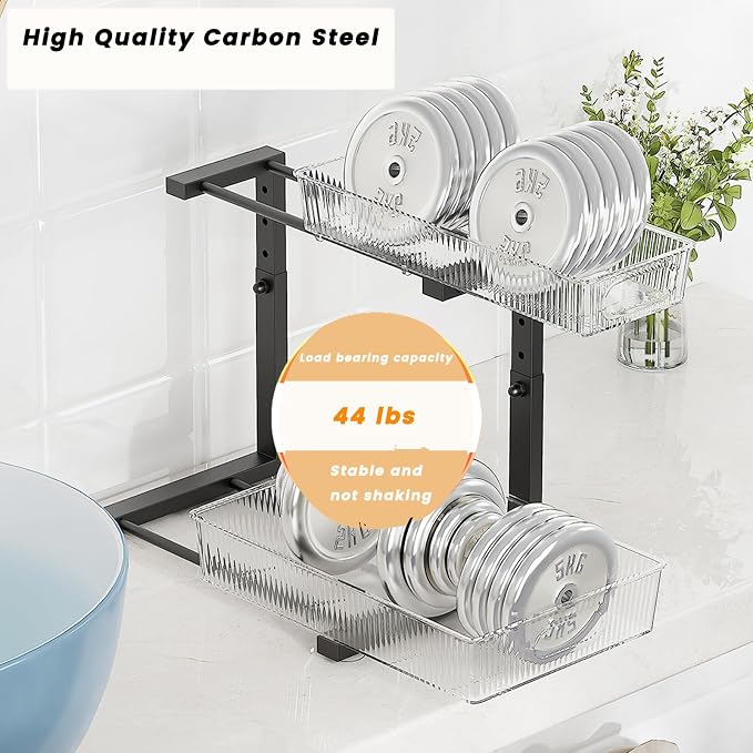 2 Pack Under Sink Organizer, 2 Tier Pull Out Storage Organizer, Slide Out - Image 6