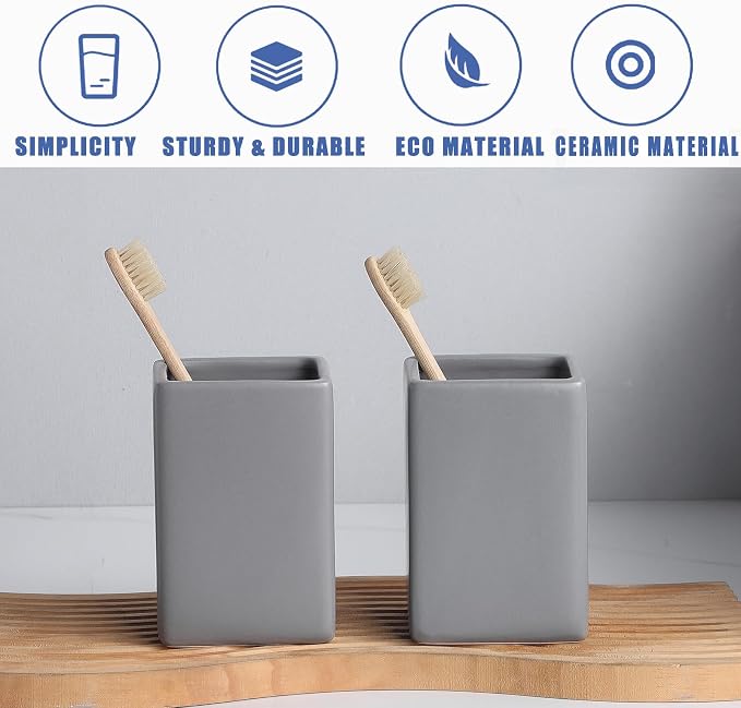 Grey Square Toothbrush Holders for Bathrooms - Image 6