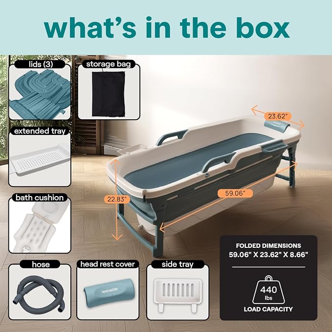 SereneLife 59" Portable Bathtub - Image 8