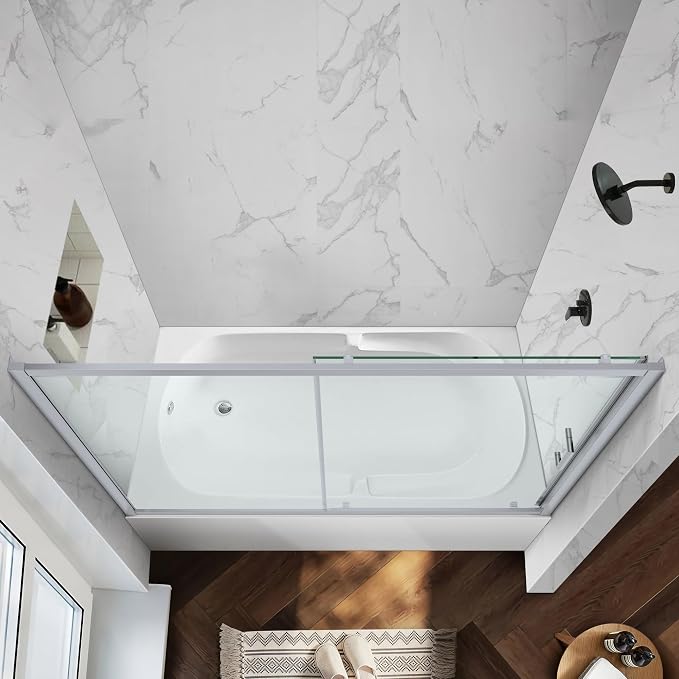 Bathtub Shower Glass Door 57"-59" W*60" H, Single Sliding Shower Doors - Image 6