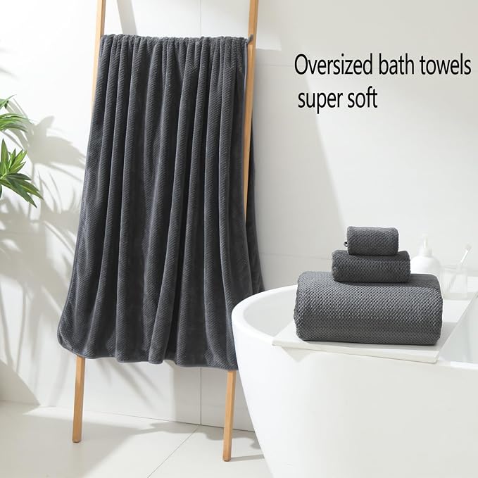YTYC 29x59 Inch Extra Large Bath Towels Set of 6 Quick Dry Super Soft - Image 3