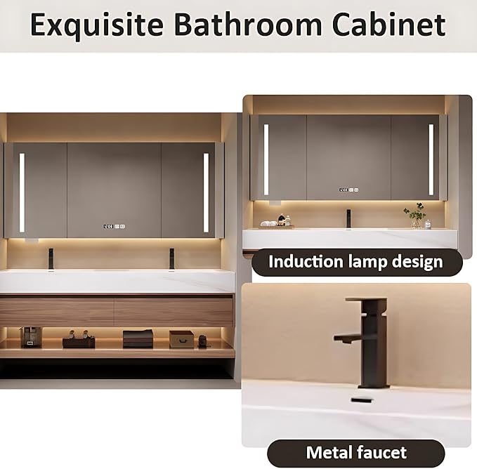 Luxury Bathroom Vanities, Defogging LED Lighted Mirror, Bathroom Cabinet - Image 6