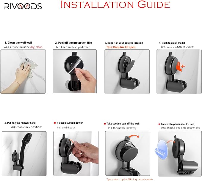 Suction Cup Hand held Shower Head Holder- Reusable - Image 6