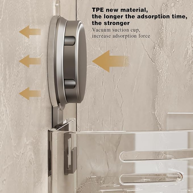 VOLPONE Shower Caddy Corner Suction Cup Shower Shelf Corner No Drilling - Image 4