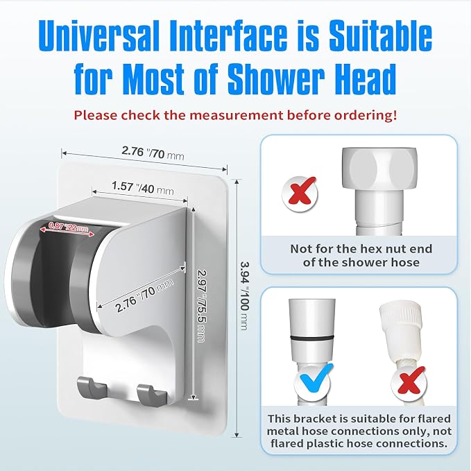 JONKEAN Shower Head Holder Without Drilling, 3m Handheld Shower Head Holder - Image 2