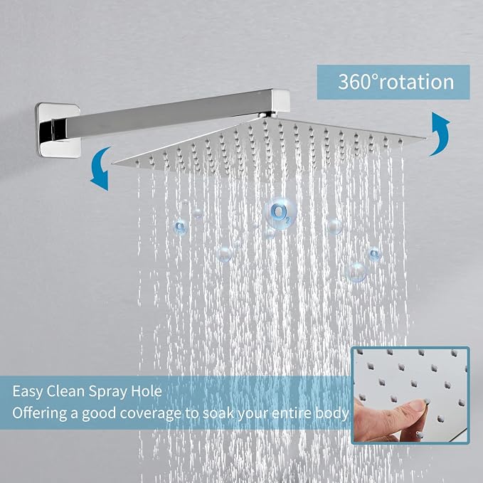 Bathroom Shower System 8 Inch Rain Shower Head and Handheld Wall Mounted - Image 4
