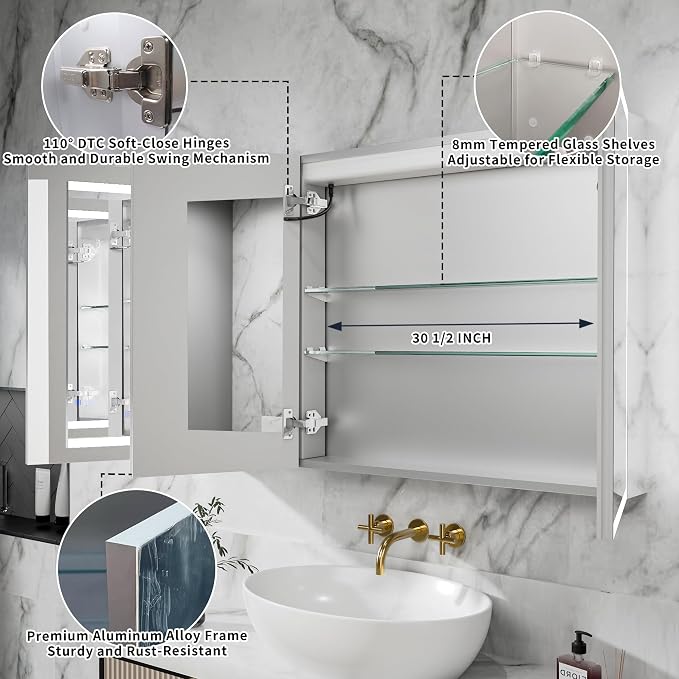 GroGro LED Lighted Bathroom Medicine Cabinet - Image 8