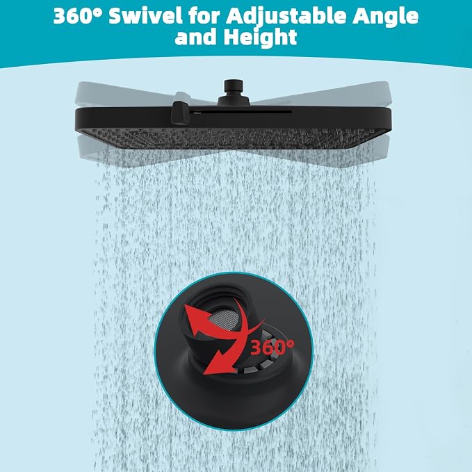 Hibbent 5 Spray Modes Shower Head, Large Rainfall Showerhead, High Flow - Image 6