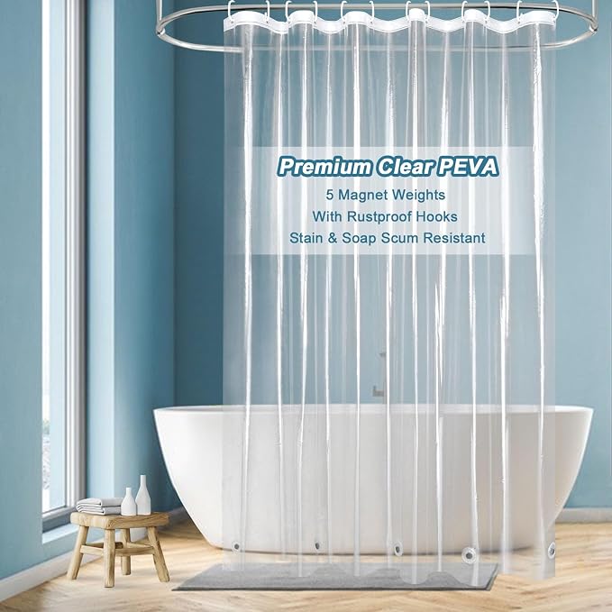 EurCross Heavy Duty Clear Shower Curtain Liner by EurCross