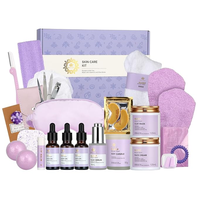 Skin Care Set for Women, Essential Oil, Scented Candle, Lavender Scented by RAROSAACCA