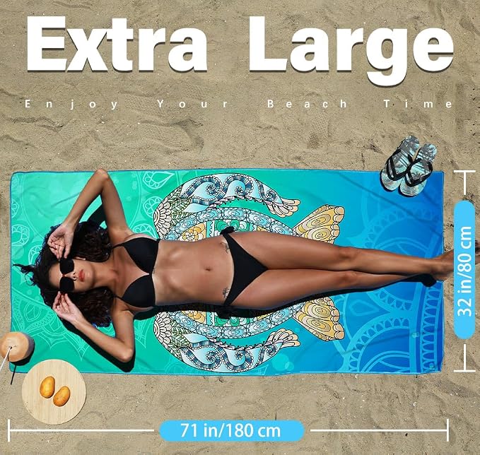 2 Pack Microfiber Lightweight Beach Towel Sand Free Quick Dry Absorbent Thin - Image 3