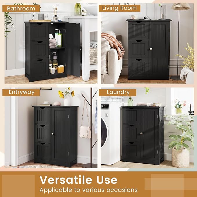 Tangkula Bathroom Floor Cabinet, Freestanding Storage Cabinet - Image 10