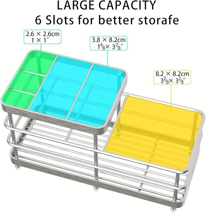 Toothbrush Holders, WHALCHI Bathroom Toothbrush Organizer 6 Slots Rustproof - Image 5