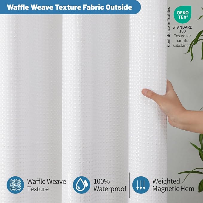 2-in-1 Waterproof Fabric Shower Curtain - Image 8