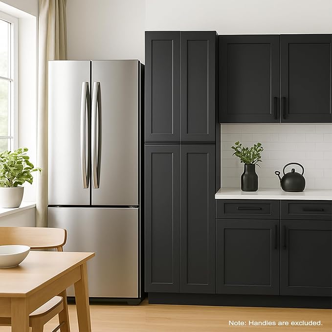 Pantry Cabinet, 4-Soft Close Door, 5 Adjustable Shelves, 2 Portion, Unassembled - Image 2