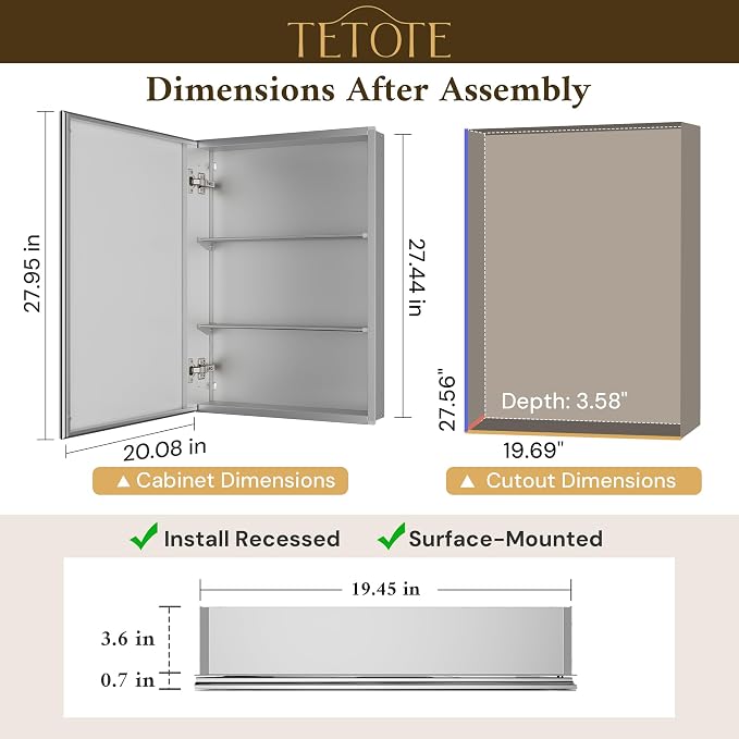 TETOTE 20 x 28 Medicine Cabinet - Image 2
