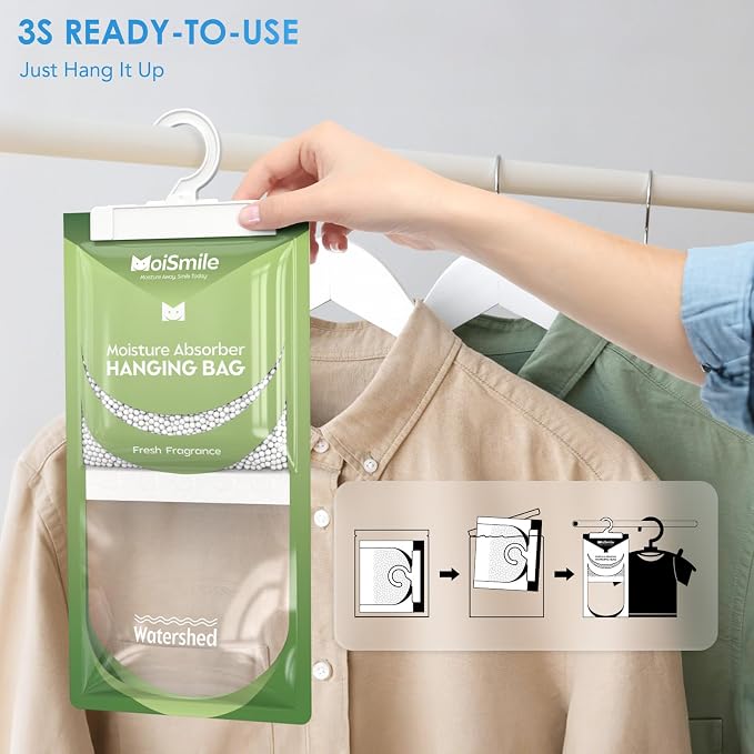 Moisture Absorbers 20 Pack Fresh Fragrance, Hanging Closet Dehumidifier Bags - Image 7