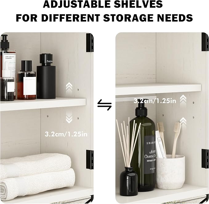 RUSTOWN Rattan Bathroom Wall Cabinet, Boho Over The Toilet Storage Cabinet - Image 8