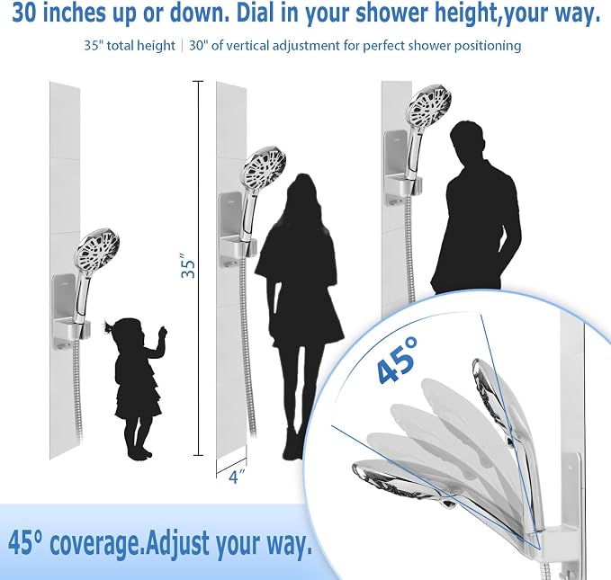 Modular Magnetic Handheld Shower Holder, 5-Section Customizable Sliding Rail - Image 3