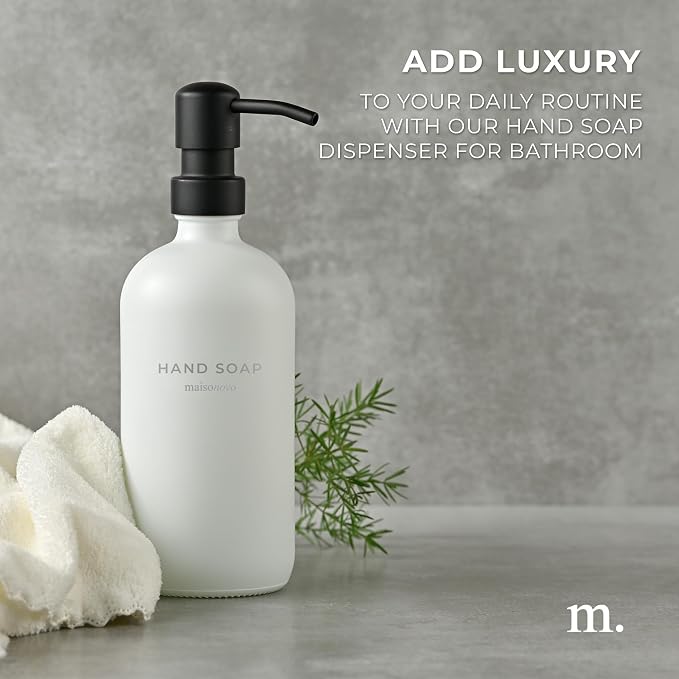 MaisoNovo Soap Dispenser 1-Piece Set | 16.9oz White Bottles - Image 3