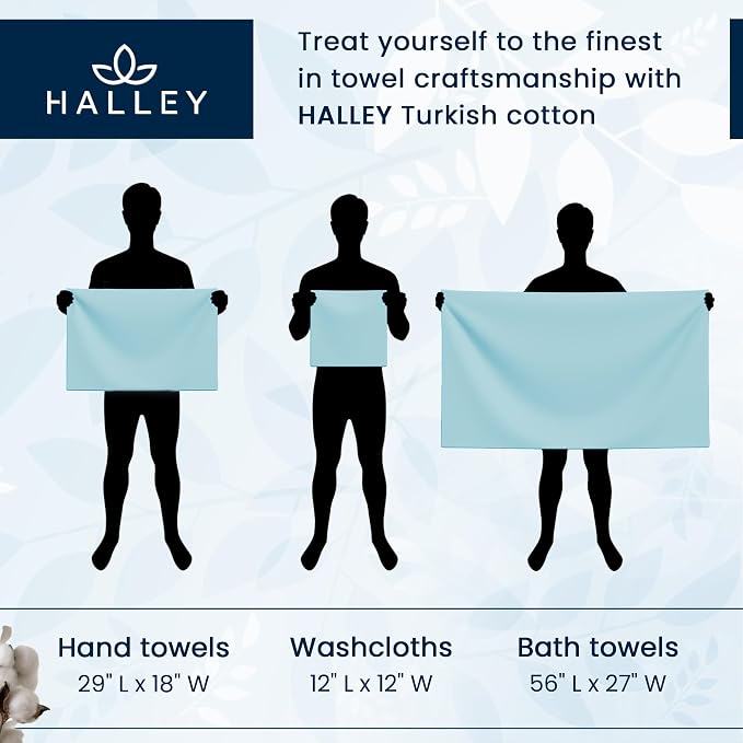 HALLEY Turkish Cotton Towels 1 Bath Towel 1 Hand Towel 2 Washcloths, Super Soft - Image 5