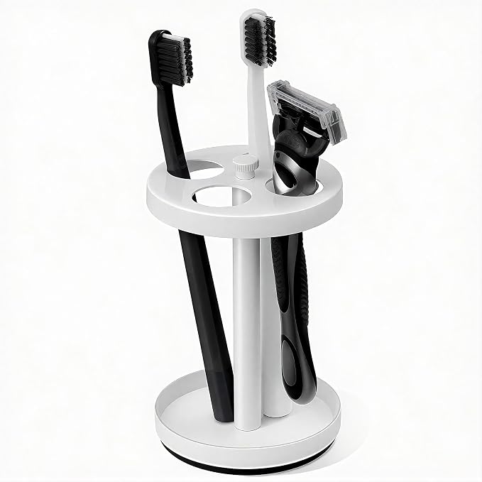 White Stainless Toothbrush Holder Stand: Rustproof Bathroom Countertop Organizer - Image 8