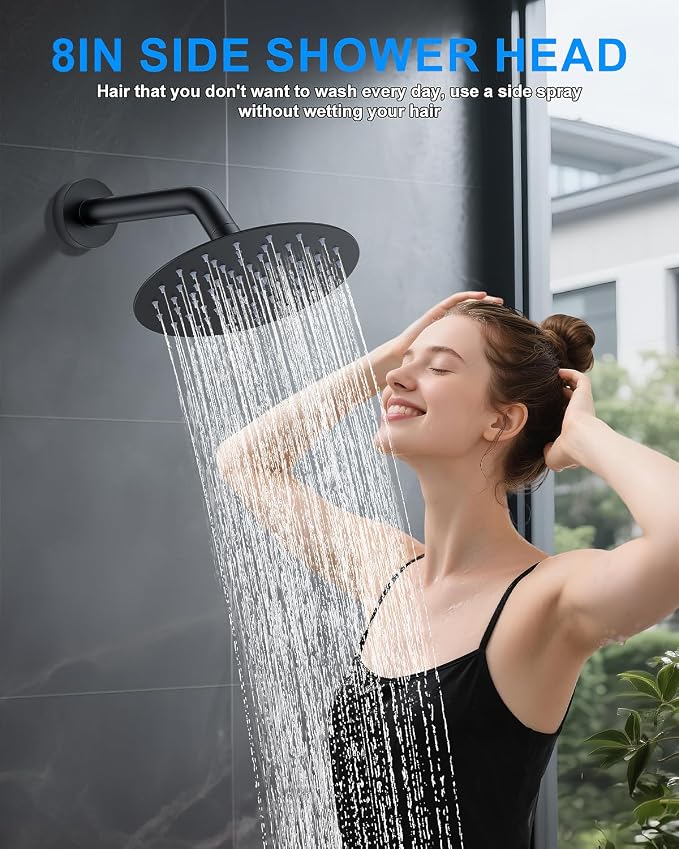 Shower System with Pressure Balance Valve, Matte Black - Image 5