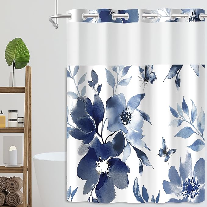 No Hook Shower Curtain with Snap in Liner - Image 7