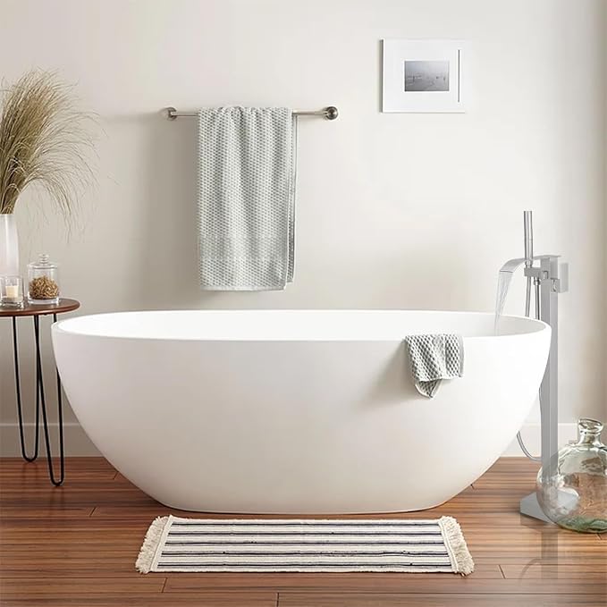 RUMOSE Tub Filler Freestanding Bathtub Faucet Brushed Nickel Floor Mount Tub - Image 3