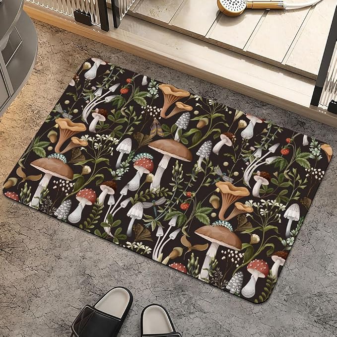 Bath Mat Rug, Bobo Mushrooms Non Slip Quick Dry Super Absorbent Thin Bathroom by ZHUZHISHAN