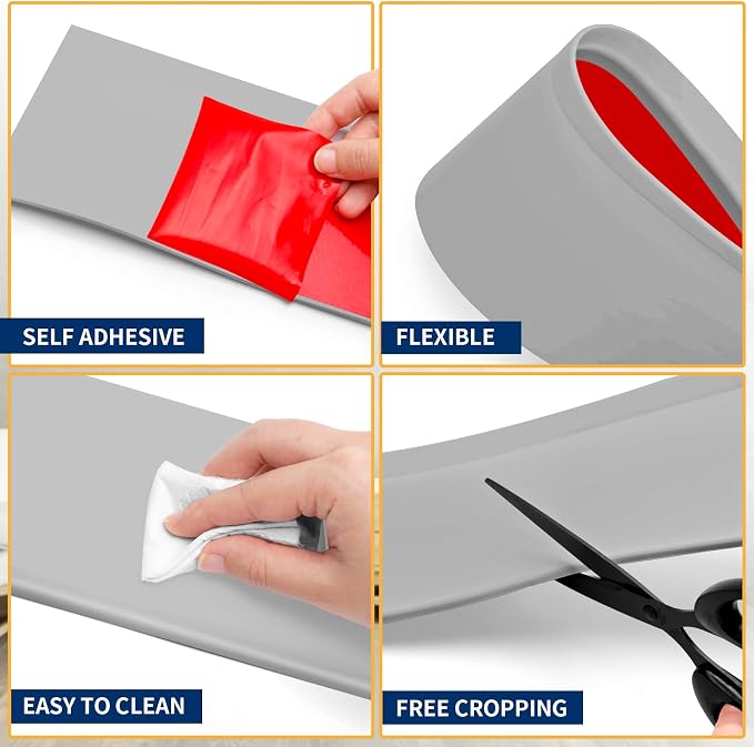 Flexible Baseboard Molding Trim 4 Inch Self-Adhesive Vinyl Wall Base Peel and - Image 3
