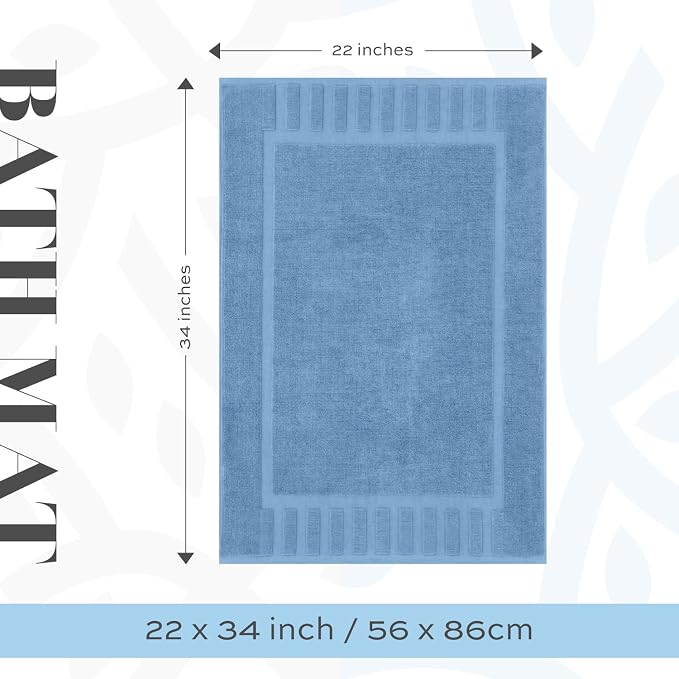 White Classic Luxury Bath Mat Floor Towel Set - Image 3