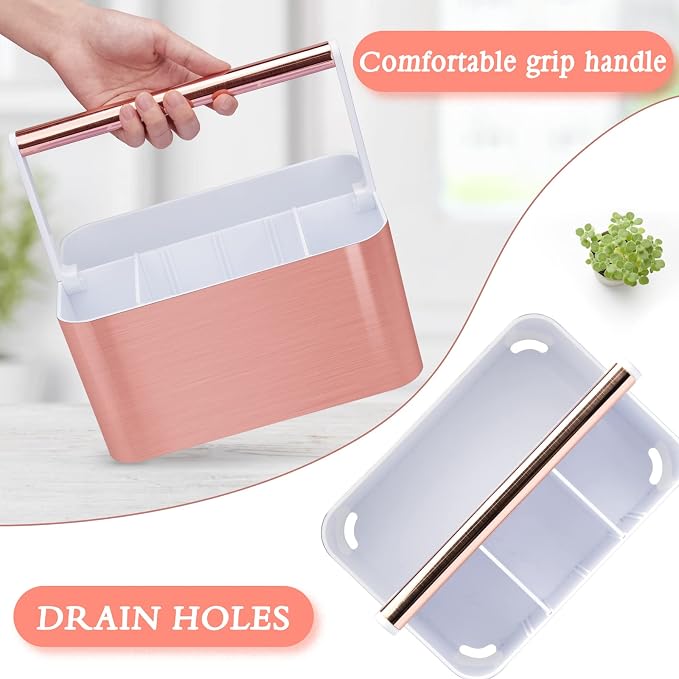 Portable Shower Caddy Tote: Divided Large Plastic Bath Basket Bin - Image 3