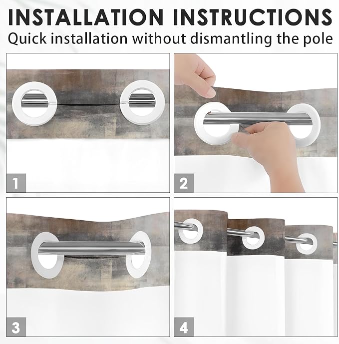 No Hook Grey Brown Painting Shower Curtain - Image 3