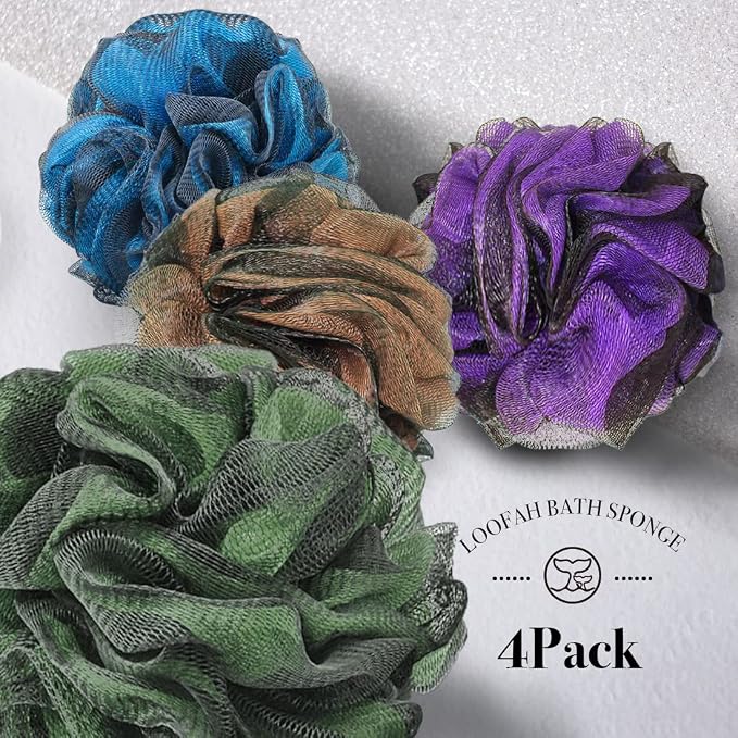 Loofah Sponge Bath Sponge for Women Men 4 Pack - Image 2