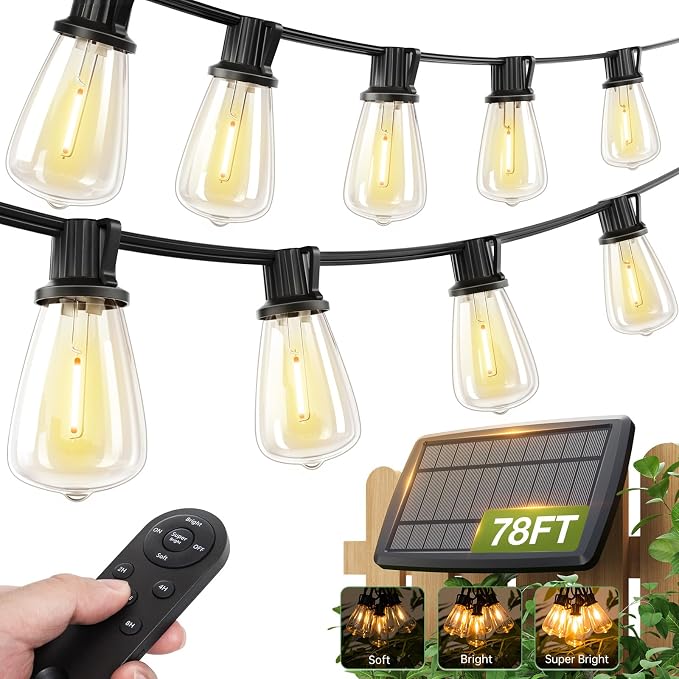 addlon 78 FT Solar String Lights Waterproof, Patio Lights Solar Powered by addlon