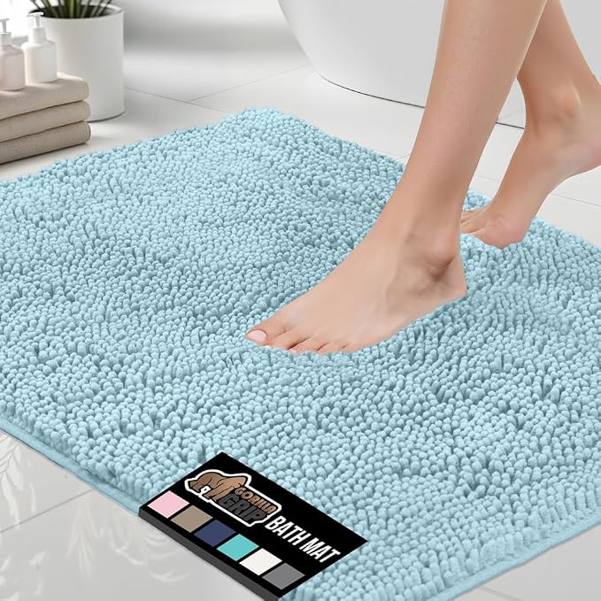 GORILLA GRIP Bath Rug Mat 60x24, Thick Soft Absorbent Chenille, Quick Dry by GorillaGrip