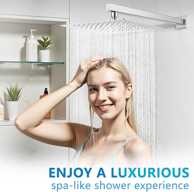 Square Rainfall Shower Head, High Pressure Flow - Image 6