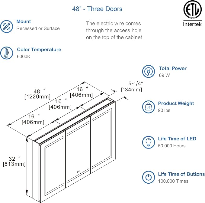 Blossom 48 Inch LED Medicine Cabinet - Image 2