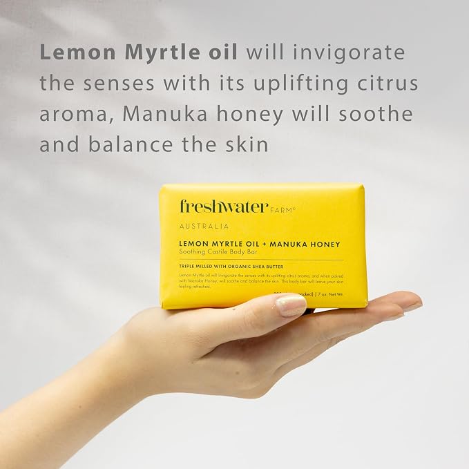 Freshwater Farm Australia Natural Soap Bar- Lemon Myrtle+Manuka Honey- 7 oz x 8 - Image 3