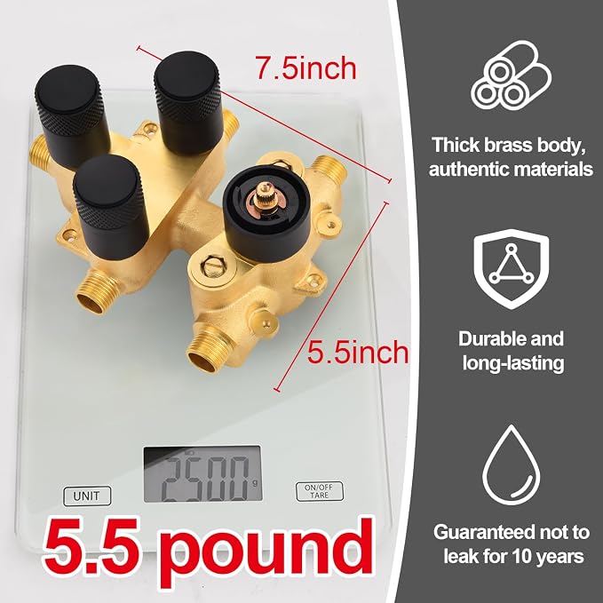 Modern Push Button 3 Way Thermostatic Shower Valve, Concealed Multi Function - Image 6
