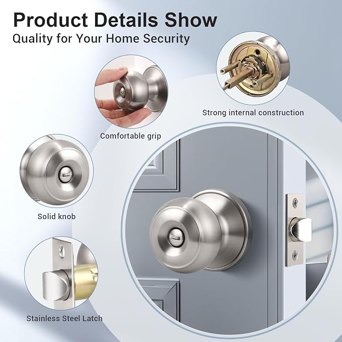 KNOBWELL 2 Pack Privacy Door Knob - Image 5