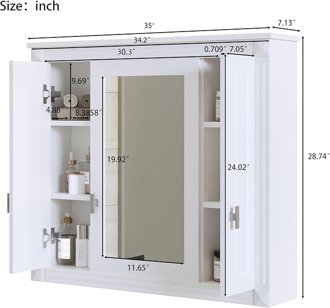 Merax Wall Mounted Bathroom Medicine Cabinet - Image 3