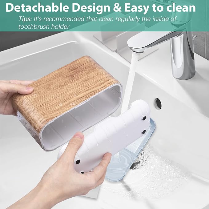Boperzi Toothbrush and Toothpaste Holder Wood Grain - Image 3