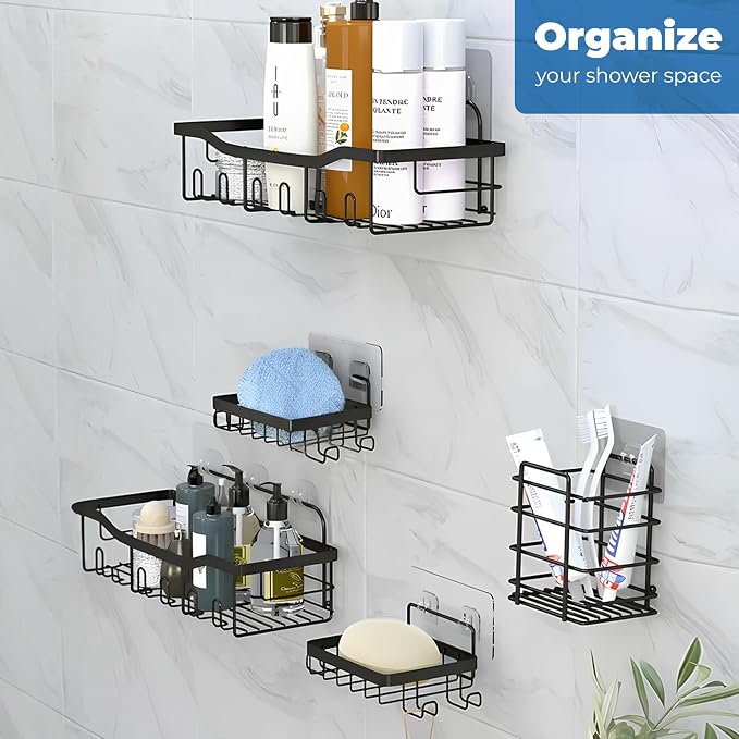Fab Glass and Mirror 5-Pack Shower Caddy, Bathroom Caddy - Image 2