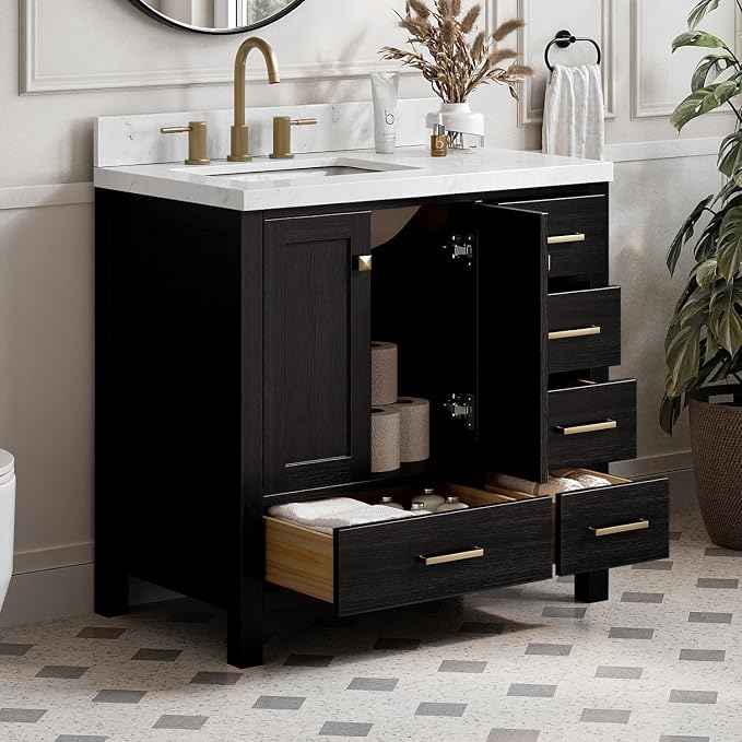 ARIEL Cambridge 36 Inch Single Rectangular Sink Bathroom Vanity - Image 2