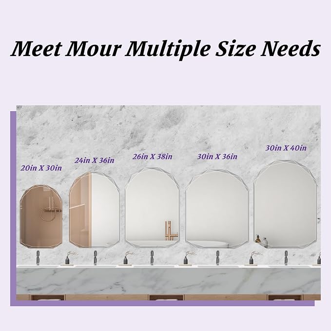 Bathroom Mirror for Wall, Bathroom Vanity Mirror, Beveled Edge Frameless Wall - Image 6